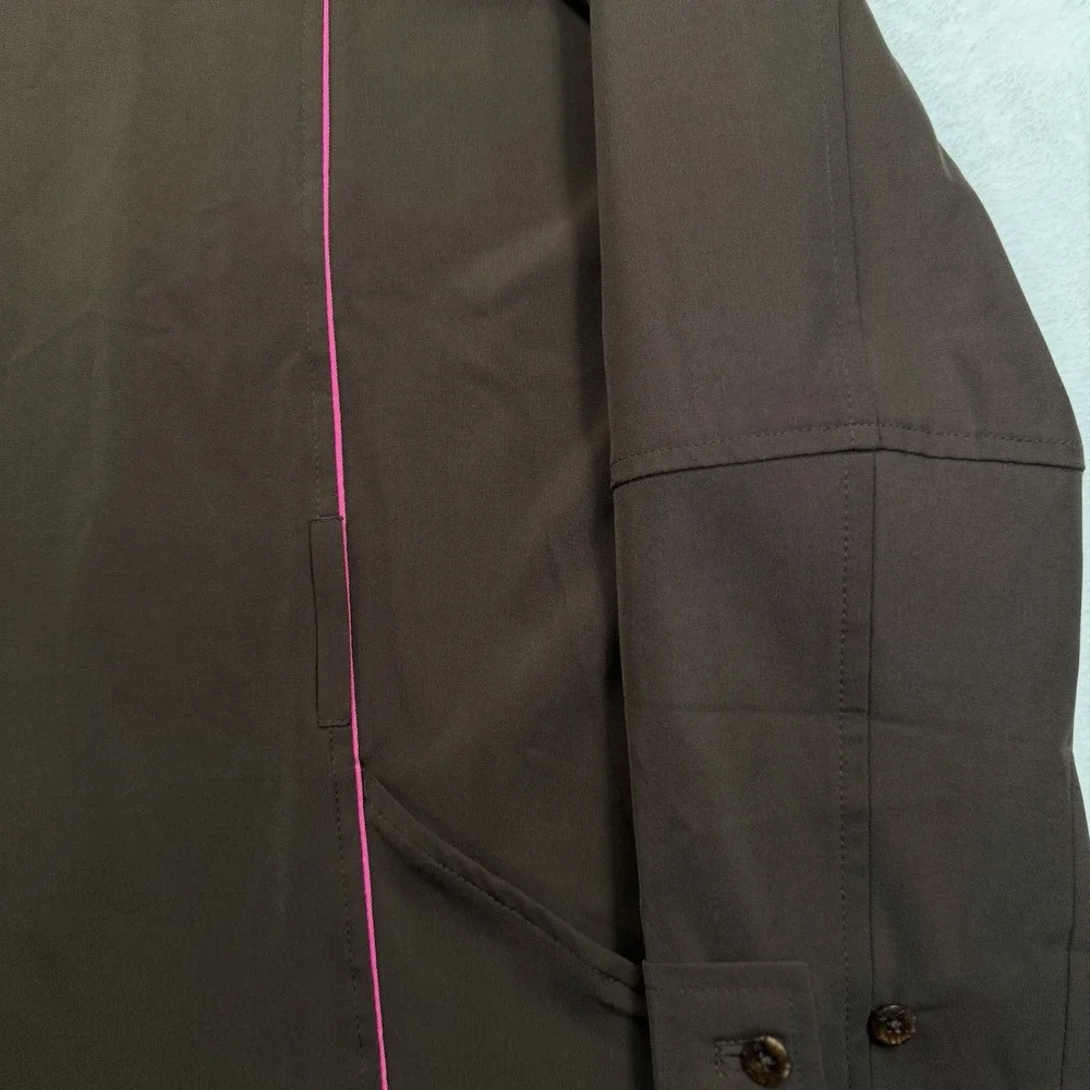 Nike Golf Jacket Womens Medium 8-10 Full Zip Stretch Brown Pink Dri-Fit Pockets